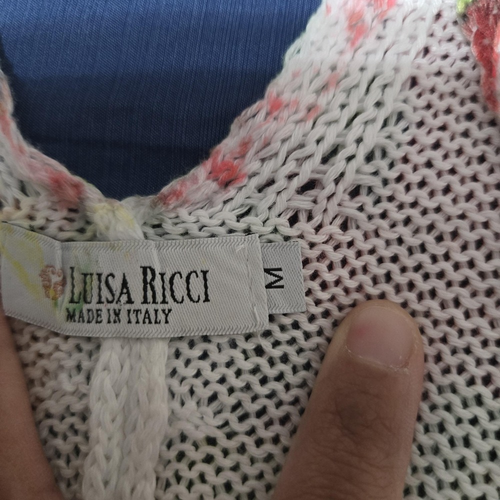 Luisa Ricci Cape Sweater Womens M Multicolor Tropical Floral Knit Made In Italy - Picture 2 of 7